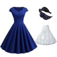 thumbnail image 1 of Vestido vintage de los años 50 Vestido de burbujas de color liso estilo Hepburn, 1 of 1