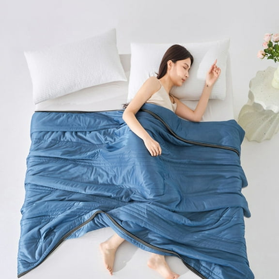 Gallickan Summer Quilt, Cotton Light Air Conditioning Bed Blanket 39x28 Inch, Machine Washable Seamless Cooling Cover, Blue