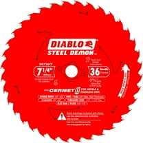 Diablo Steel Demon Cermet II Saw Blade for Thick Metal - 7-1/4" Diameter, 36 TCG Teeth, 5/8" Arbor, .075" Kerf, 0° Hook Angle, .063" Plate, 5800 Max RPM - D0736CF