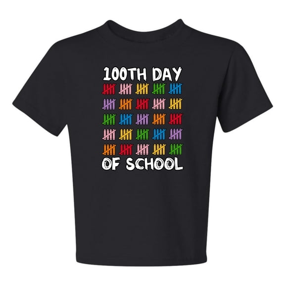 Wild Bobby 100th Day of School Cute Counting Pencils, 100 Days of School 2024 2025 Design for Kids Youth Boys Girls School Unisex Boys Girls Graphic Youth T-Shirt