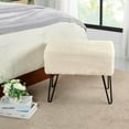 thumbnail image 4 of Home Soft Things Solid Faux Fur Ottoman - Egret - 19" x 13" x 17", 4 of 7