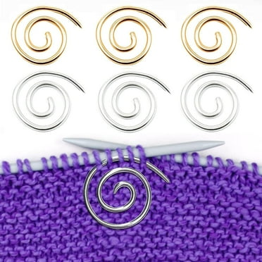 6PCS Spiral Cable Knitting Needle,Stainless Steel Practical Circular Knitting Needle Cable Needles,Handmade Knitting Tool Cable Needle Shawl Pin for Yarn Sewing Knitting Beginners (6PCS, Gold&Silver)