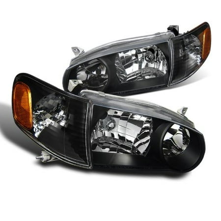 - Spec-D Tuning 2LCLH-COR01JM-DP Toyota Corolla JDM Crystal Black Headlights With Amber Corner Signal Lights