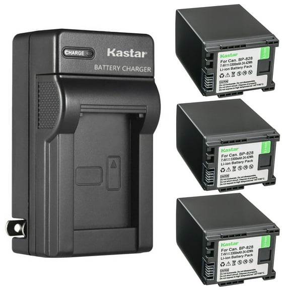 Kastar 3-Pack Battery and AC Wall Charger Replacement for Canon BP-820 BP820, BP-828 BP828 Battery, Canon CG-800 CG800 Charger, Canon XF400, XF405, XA10, XA11, XA15, XA20 Camera