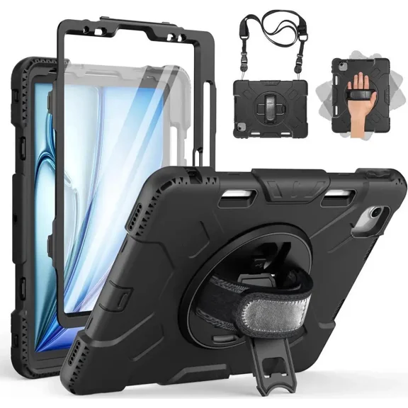 Case for iPad Air 11 Inch M4 M3 M2 2026 2025 2024, iPad Air 5th / Air 4th Generation Case 2022 2020, iPad Pro 11 2022 - 2018 with Screen Protector/Pen Holder/Rotating Stand/Hand Strap/Shoulder Strap