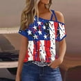 thumbnail image 2 of SELONE Heart Shirts for Women 4th of July Star Stripe Tops One Shoulder Short Sleeve Clothes Patriotic Graphic Wear, 2 of 4