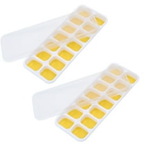 Coollooc Ice Cube Trays 4 Pack, Silicone with Removable Lid, Easy-Release Flexible 16-cube Trays, BPA Free, Stackable Covers for Cocktail, Freezer(Yellow)