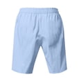 thumbnail image 7 of GrmtClth Linen Shorts for Men Casual Elastic Waist Drawstring Shorts Loose Fit Summer Vacation Beach Shorts Lightweight Stretch Outdoor Beach Wear with Pockets Light Blue S, 7 of 7