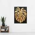 thumbnail image 4 of Plant Lover Golden Monstera Leaf Dark Painting Living Room Extra Large XL Wall Art Poster Print, 4 of 5