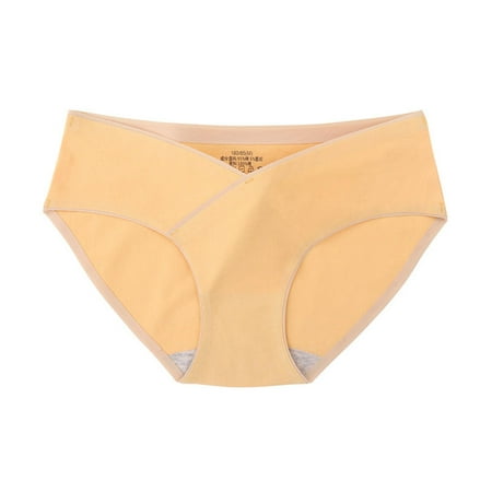 Summer Savings  Cotton Maternity Underwear  Low-waisted  Large Size  Comfortable Fit  Breathable  Seamless  Soft  Maternity Support  Everyday Wear  Women Plus Size Clothing | Yellow XL  Sopatenor