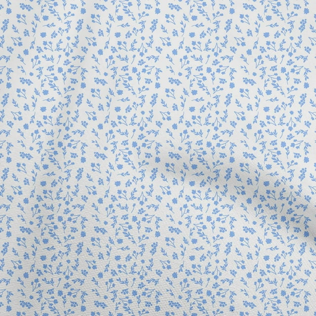 oneOone Cotton Cambric Medium Blue Fabric Florals Craft Projects Decor Fabric Printed By The Yard 42 Inch Wide
