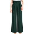 thumbnail image 3 of Liher Women Bag Waist Pants Loose Flowy Wide Leg Trousers Solid Color Work Pants Spring Fall Pant Dark Green Casual Slacks Clothes Size XXL, 3 of 6