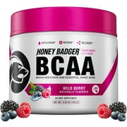 Honey Badger BCAA Amino Acids Powder | Vegan Keto Wild Berry BCAAs + EAA for Men & Women | Electrolytes for Hydration & Post-Workout Recovery | Sugar Free & Paleo | 30 Servings…