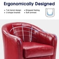 thumbnail image 3 of MCombo Barrel Accent Chair Set of 2 with Ottoman, Leather Armchair Club Chair for Living Room (Burgundy), 3 of 11