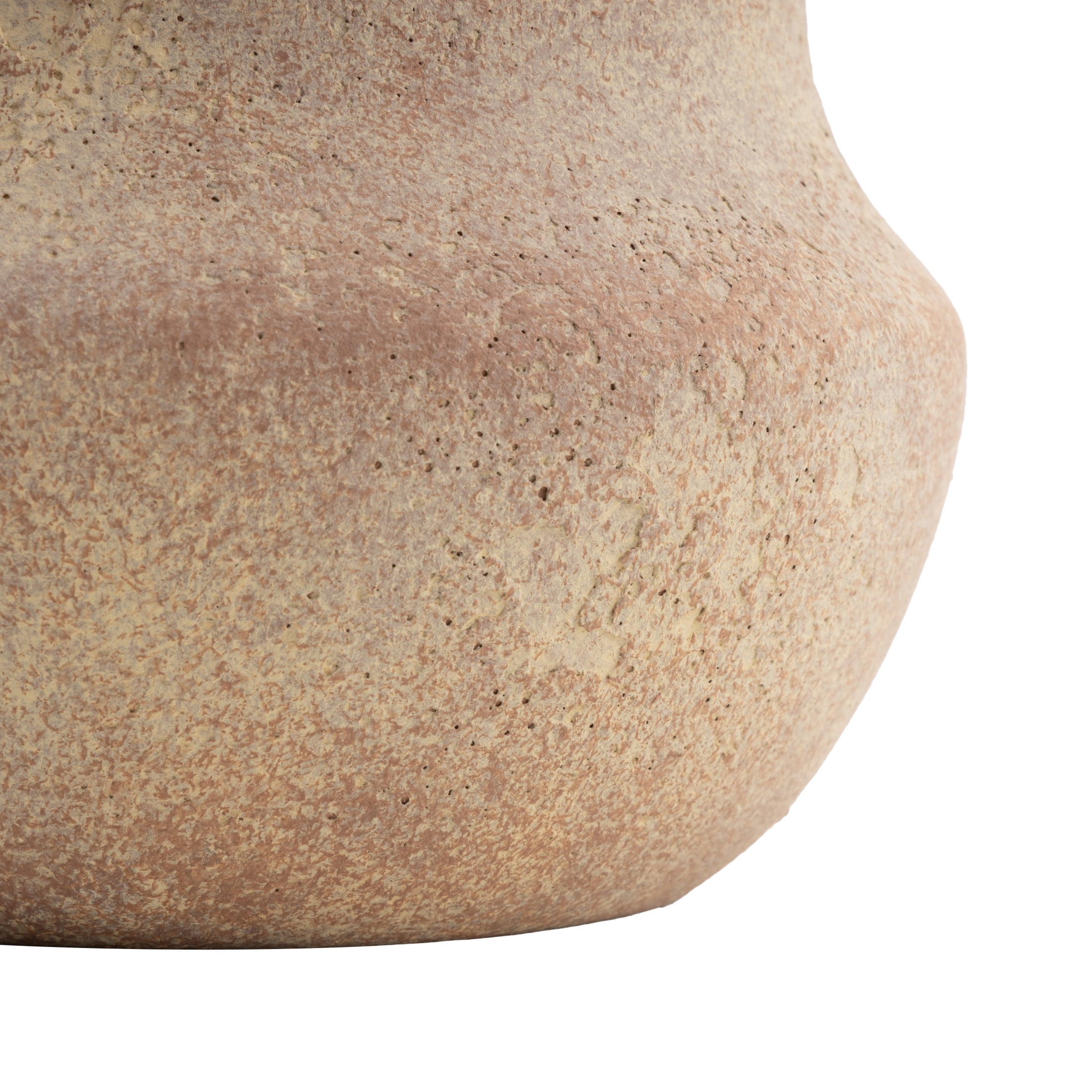 DecMode 10" Antique Style Textured Beige Ceramic Vase with Handles