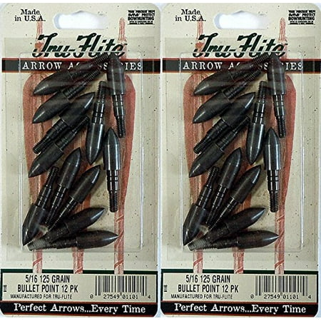 - Arrowheads Bullet Point 5/16 125 Grain, Tips for Arrows, Tru-Flite (24 Pack)