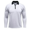thumbnail image 2 of Teissuly Men's Long Sleeve Stand Collar Zipper Pullover T-Shirt Solid Bottoming Shirt Top Long Sleeve Turndown Collar Blouse Shirt, 2 of 5