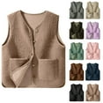 thumbnail image 7 of FAIWAD Womens Sherpa Vest Fleece Winter Warm Sleeveless Outerwear Lightweight Button Down Gilet Coats, 7 of 7