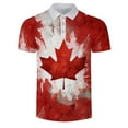 thumbnail image 2 of Uinagy Polo à Manches Courtes pour Hommes Imprimé Drapeau Fête de l'Indépendance Canadienne, 2 of 4