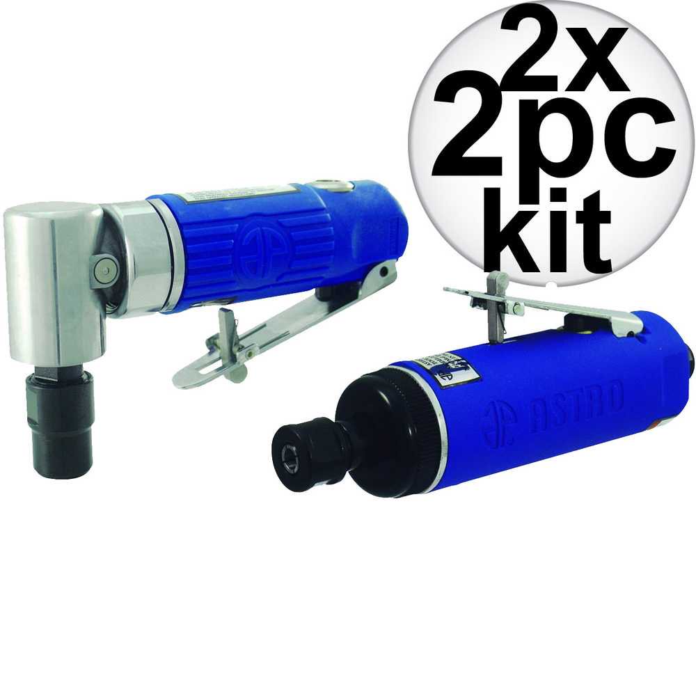 Astro Pneumatic Tool 12222 90 Deg Angle Die Grinder + Straight Die