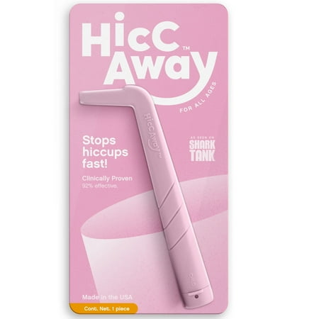 HiccAway Hiccup Straw – Instantly Stops Hiccups Naturally – As Seen on Shark Tank – Clinically Proven, Drug-Free Relief for All Ages – Reusable, BPA-Free, Made in USA – (Pink, 1 Pack)