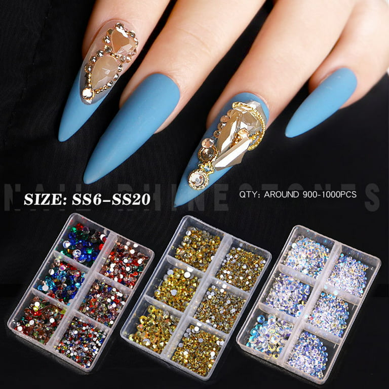 5 Boxes Nail Art Jewelry Opal Chain Crystal Bead Mixed Nail Rhinestone