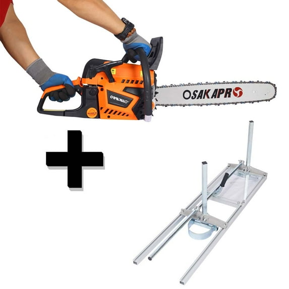 iRerts 52CC Gas Powered Chainsaw with Chain Saw Mill, 20 Inch Gasoline Chainsaw for Trees, Farm Garden Professional Power Chain Saws for Forest Cutting Tree, Planking Milling Bar Size 14-36", Orange