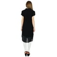 thumbnail image 3 of Bimba Women Black Georgette Tunic Short Kurta Kurti Casual Blouse Summer Wear, 3 of 7