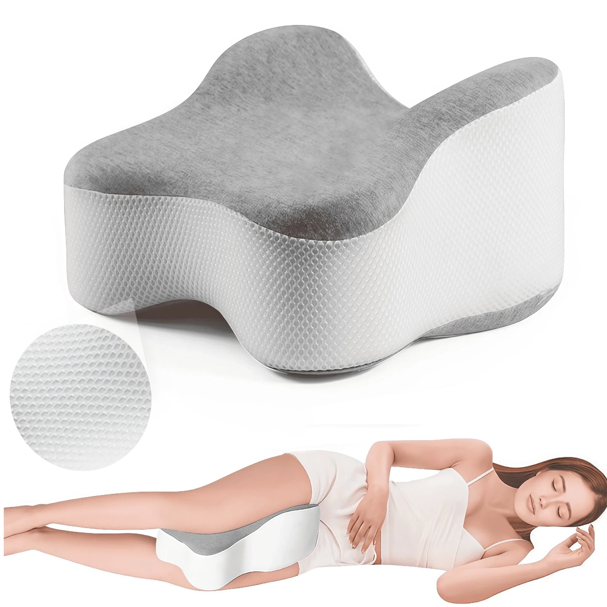 Asunby Memory Foam Knee Pillow for Side Sleeper Fully Support Thighs and Knees for Sciatica, Back, HIPS, Knees, Joints Pain Relief - Leg Pillow for Side Sleeping