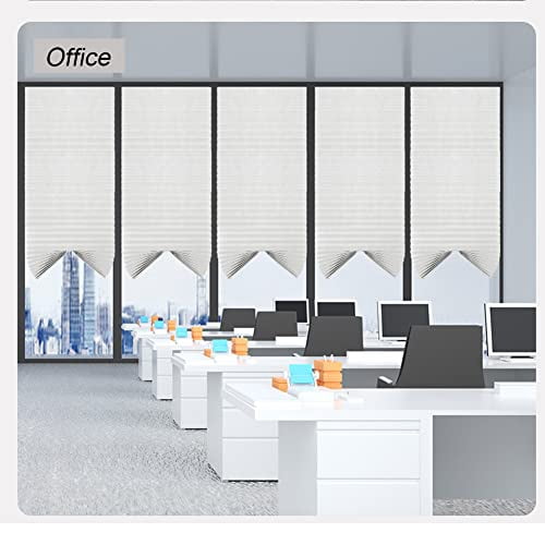 2-Pack Cordless Self-Adhesive Pleated Window Shades, Blackout Paper Blinds for Doors & Windows, No Drill Easy Install Non-Woven Fabric Coverings for Home Office, Trimmable to Size