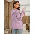thumbnail image 5 of HOWCOME Basic Lightweight Full Zip Hoodie for Women Long Sleeve Thin Cardigan Jacket Drawcord Hood and Kangaroo Pockets Purple Pink Large, 5 of 6