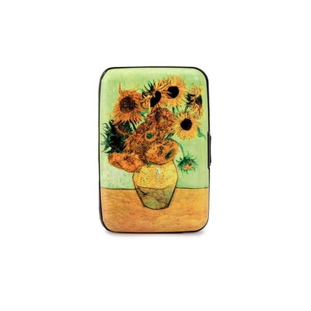 Van Gogh Sunflower RFID Secure Data Theft Protection Credit Card Armored Wallet, The credit card case is designed in tough aluminum to protect your identity By