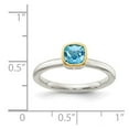 thumbnail image 2 of 925 Sterling Silver With 14k Accent Light Swiss Blue Topaz Ring Size 7 2mm Wide Ring for Women, 2 of 2