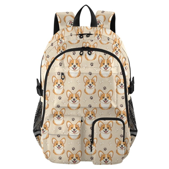 DIXRUYEE Cute Dog Bone Footprint Pattern Pattern Backpack for School 14”Laptop Compatible with Reflective Safety Strips