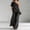 Black, variant on Women's 2 Piece Outfit One Shoulder Top and High Waist Wide Leg Pants Set, Textured Washed Crinkle Lounge Set, Casual Boho Flowy Matching Set for Summer Black L