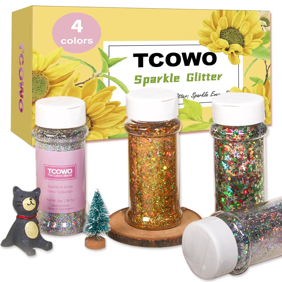 Christmas Glitter Sequins Shaker 2oz/Bottle 4 Colors One Kit Set