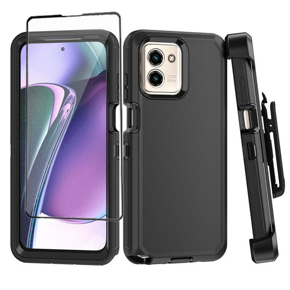 TASHHAR Moto G Stylus 5G 2023 Case with Screen Protector and Belt Clip Holster Military Grade Heavy Duty 3 in 1 Shockproof Armor Rugged Durable for Motorola G Stylus 5G 2023 Phone - Black