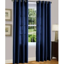 1 PANEL MIRA  SOLID NAVY BLUE SEMI SHEER WINDOW FAUX SILK ANTIQUE BRONZE GROMMETS CURTAIN DRAPES 55 WIDE X 95" LENGTH