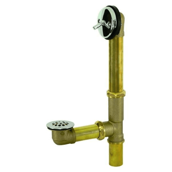 Shower Drain Trip Lever Gold 1.5in Stainless Steel Brass Round Bath Drain Slip Fit Tub Assembly Kit 35201