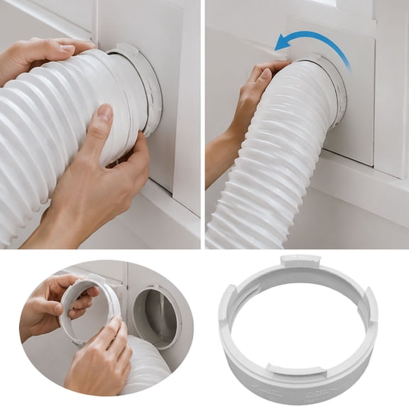 Air Conditioner Vent Hose Adapter, Universal Duct Connector For Portable Ac Units, Replacement Fitting For Home & Commercial Ventilation,White - 15X4.3Cm