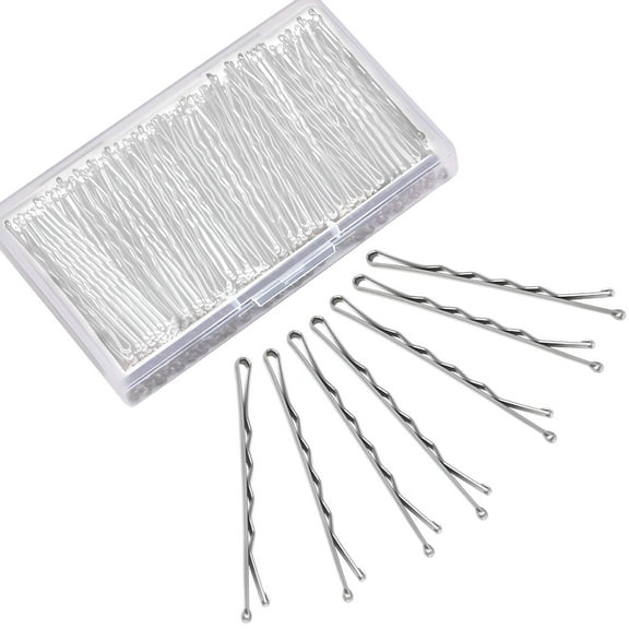 VANIDO Silver Bobby Pins, 240Pcs Bobby Pins for Gray Hair Secure Hold Hair Pins with Box, (Silver, 2.2 Inch)