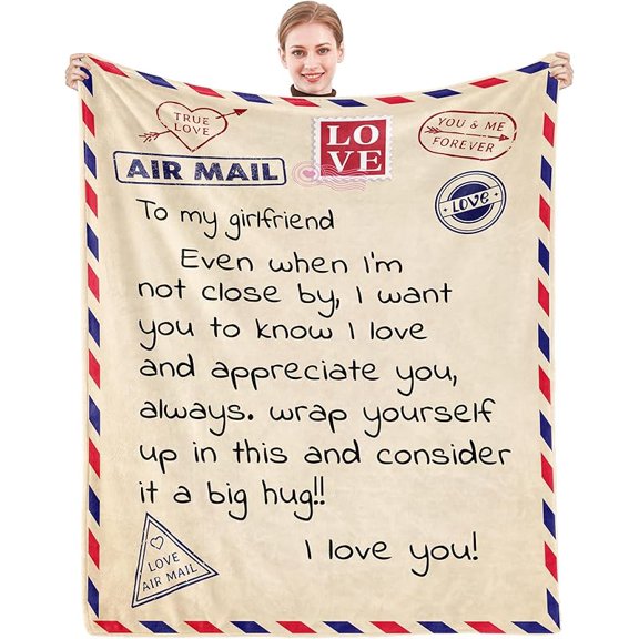 to My Girlfriend Blanket Girlfriend Gifts I Love You Blessing Sweet Sayings Quote Throw Blankets Birthday Gifts for Her Anniversary Soft Blankets for Bed Sofa and Couch 60x50 inch