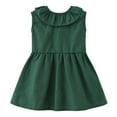 thumbnail image 3 of MEZZALL Toddler Summer New Dress For Baby Girls Solid Color Sleeveless Ruffle Neckline Dress With Bowknot And Pleated Open Back Design., 18-24 Months, 3 of 4