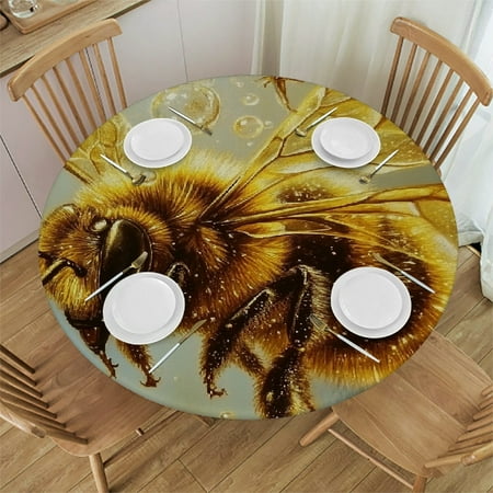 

Patifu Bee Water Bubbles Round Tablecloth Stain-Resistant Washable Indoor Outdoor Restaurant Wedding Party Picnic Camping Kitchen Dining Waterproof Home Decor 42 -46