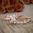 thumbnail image 3 of 1.75 Carat 6mm Princess Cut Morganite & Diamond Moissanite Engagement Bridal Wedding Ring Set Sale with 18k Gold Plating, 3 of 4