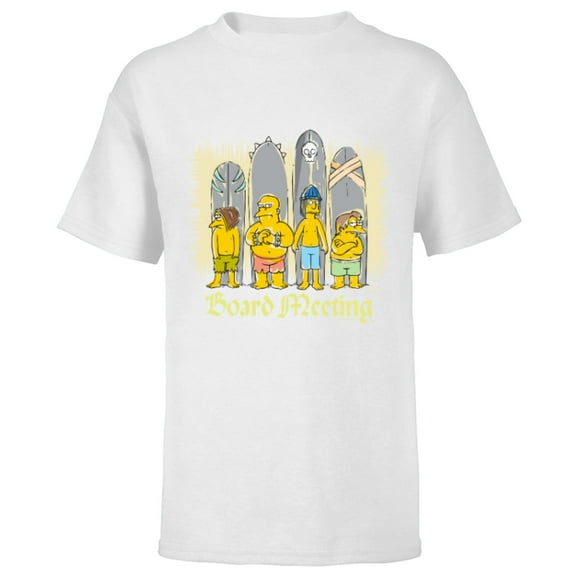 The Simpsons Isle Style Board Meeting Beach Surfing - Short Sleeve T-Shirt for Kids - Customized-White