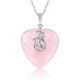 thumbnail image 1 of Collar con colgante de piedra curativa de cristal de corazón de Cuarzo Rosa xiang, 1 of 4