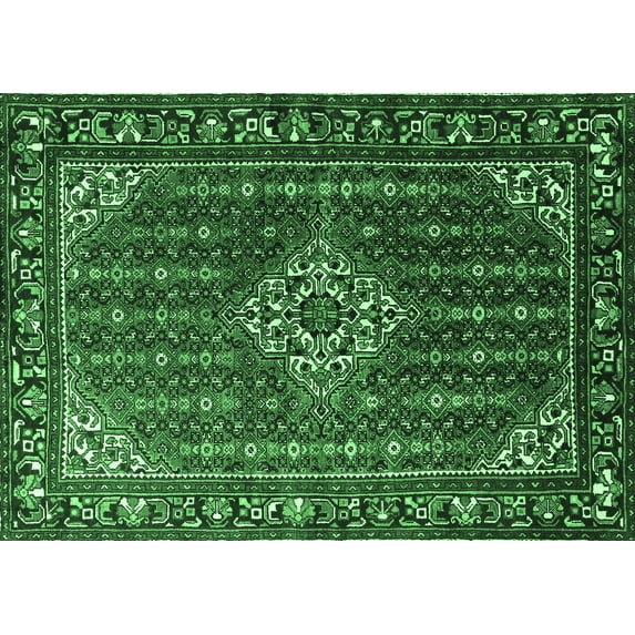 Ahgly Company Indoor Rectangle Persian Emerald Green Traditional Area Rugs, 5' x 8'