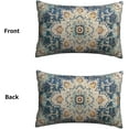 thumbnail image 3 of Boho Lumbar Pillow Covers 12x20 Set of 2, Blue Yellow Carpet Pattern Decorative Throw Pillows Linen Ethnic Design Farmhouse Cushion Pillow Covers for Sofa Couch Outdoor Decor, 3 of 6