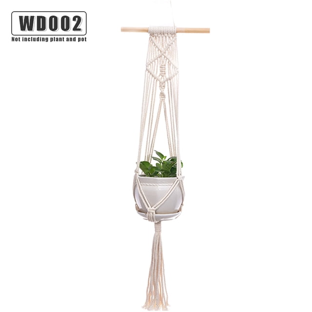 Injueey Colgador de macramé hecho a mano para plantas, flor/colgador de macetas para decoración de pared, patio, jardín, decoración para sala de Jardín y Patio No.02 Injueey HA001777-02